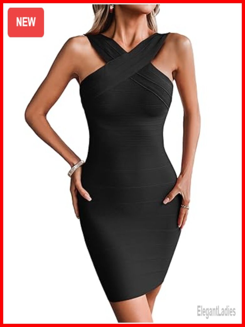 Halter Criss Cross Mini Bandage Dress Sequin Fringe Cocktail Party
